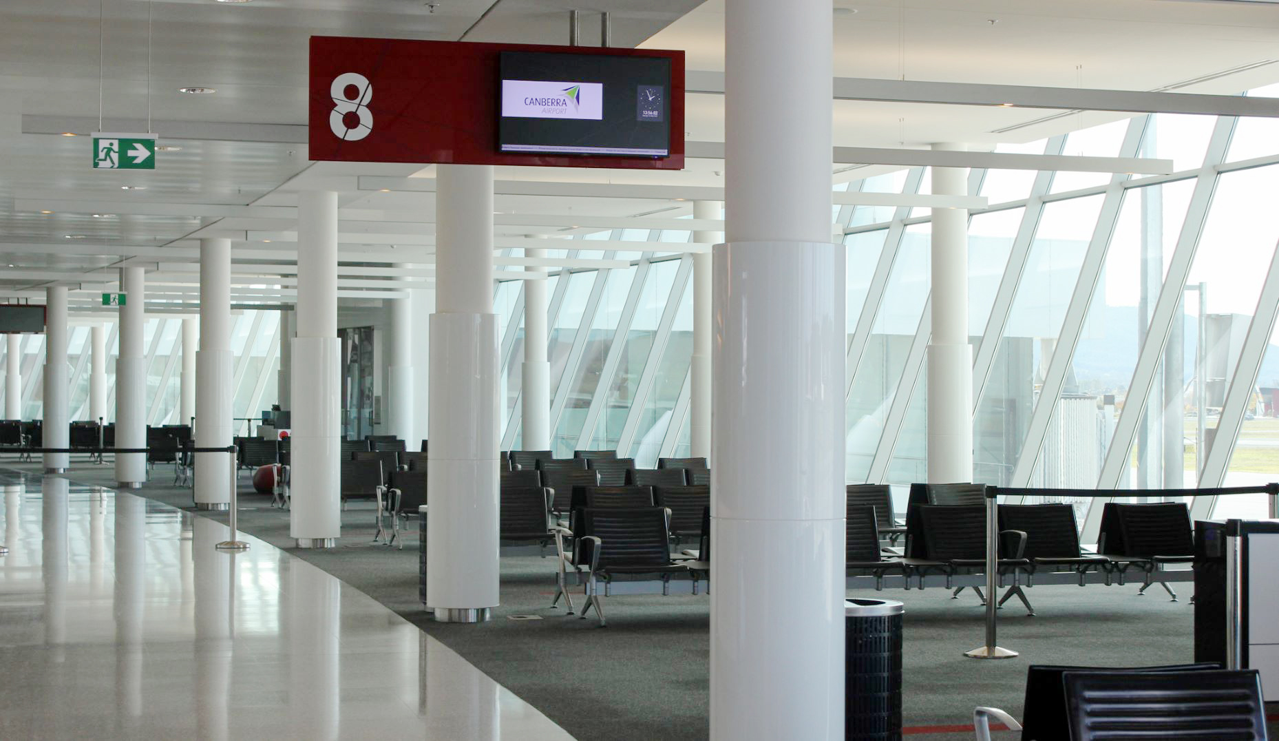 Crystallized white glass stone column panel for airport in Australia
