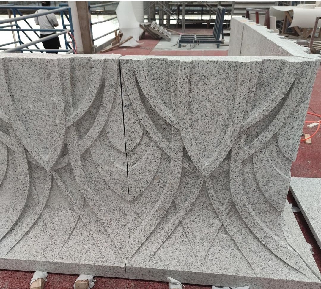 Shandong white granite wall curving stone for New Zealand church
